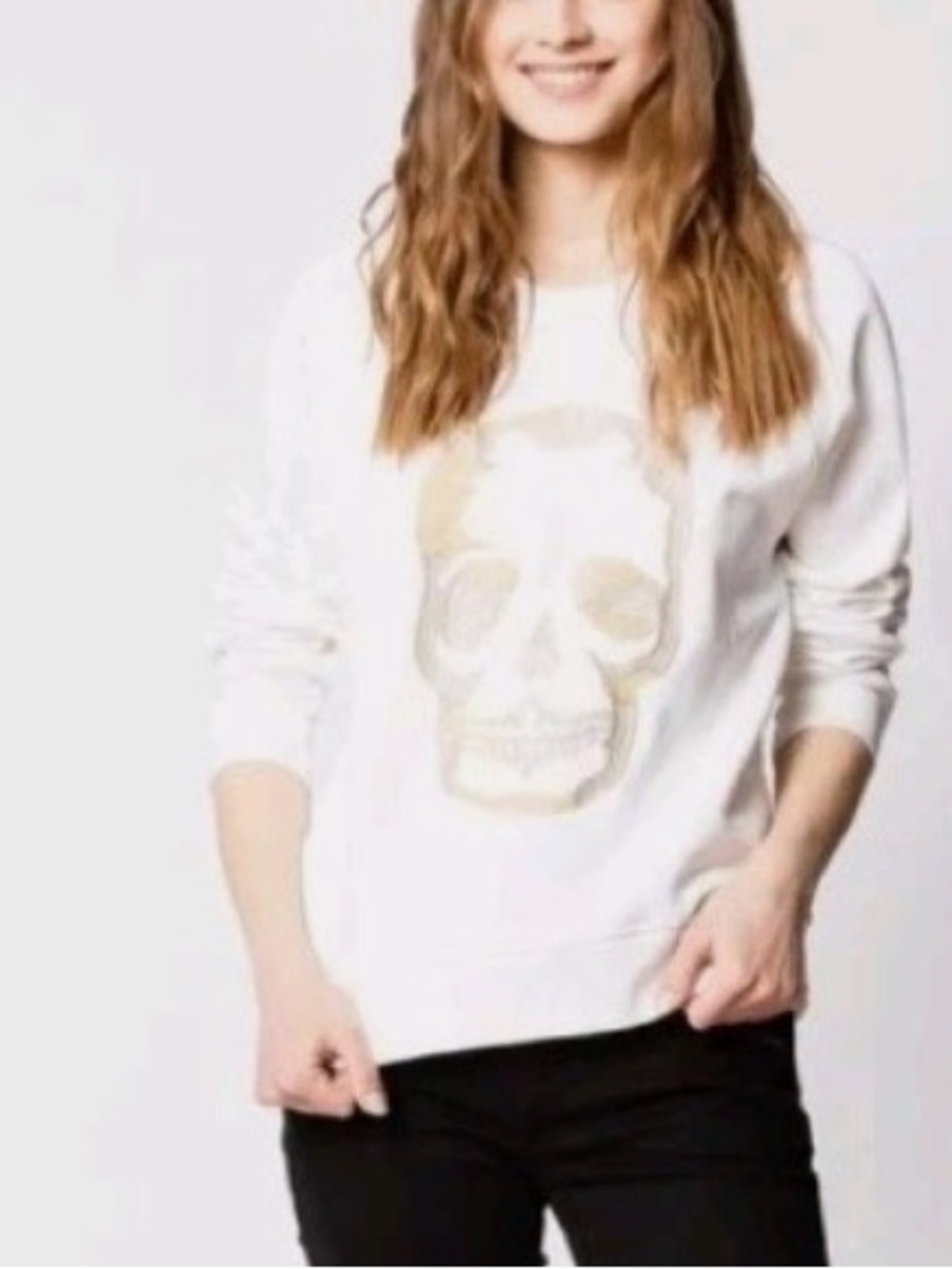 Zadig & Voltaire Upper Skull Glitter Sweatshirt Sm
